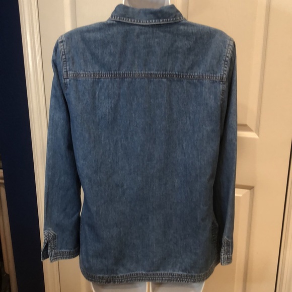 ANN TAYLOR 💯% cotton denim tunic top•front lacing•long sleeve•size 8 - Picture 6 of 17